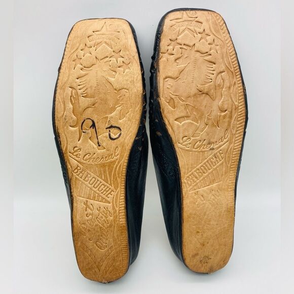 Le Cheval Best Quality Black Leather Babouche Size 7 - Picture 12 of 12